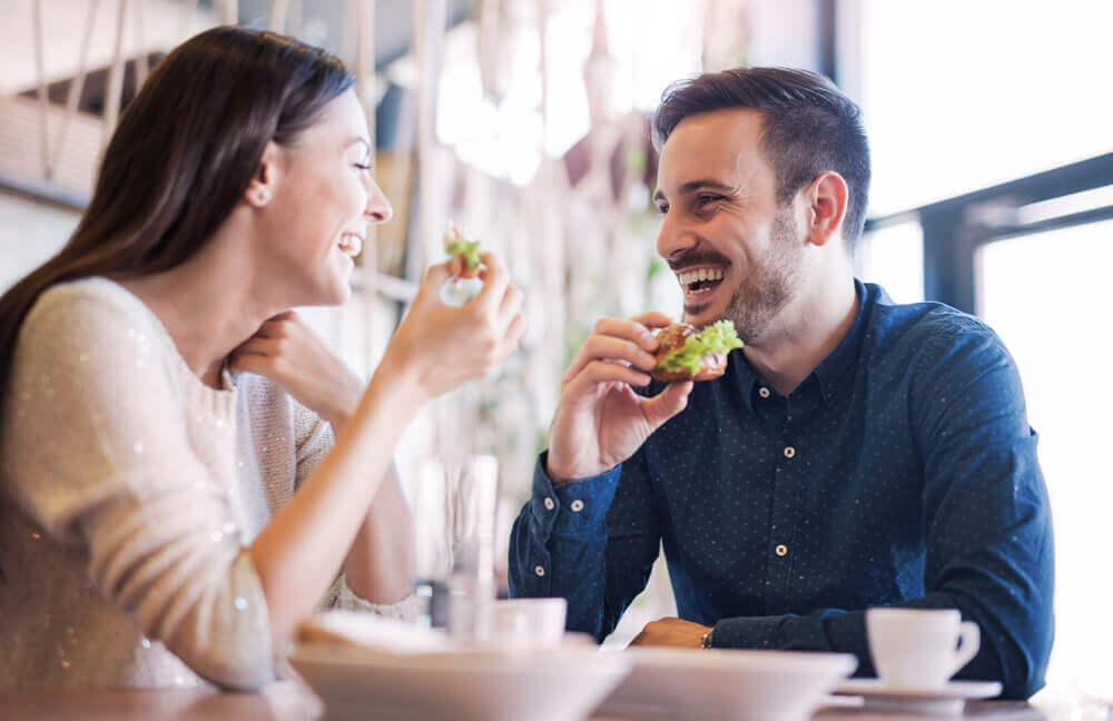 couple enjoying meal together